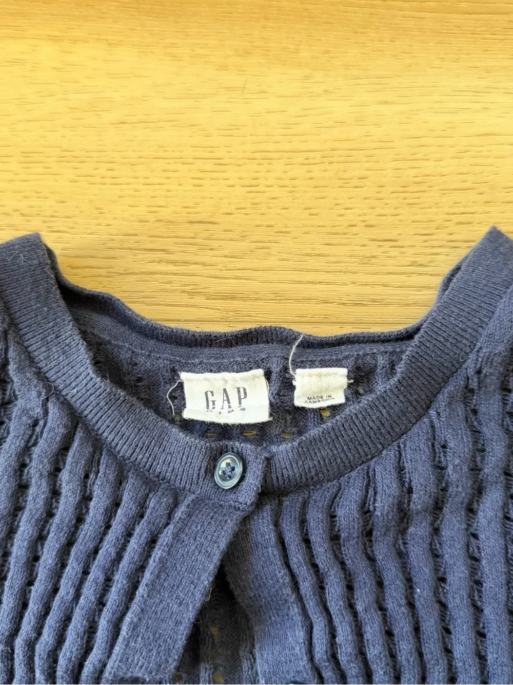 GAP Navy Ribbed Button-Up Kids Cardigan